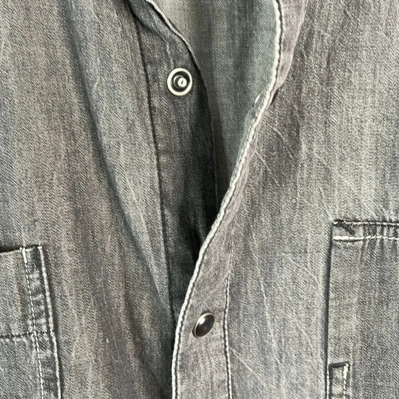 THIRD & ARMY Los Angeles Mens Grey Chambray Pearl Snap Shirt Denim Look Size XL - Picture 5 of 13